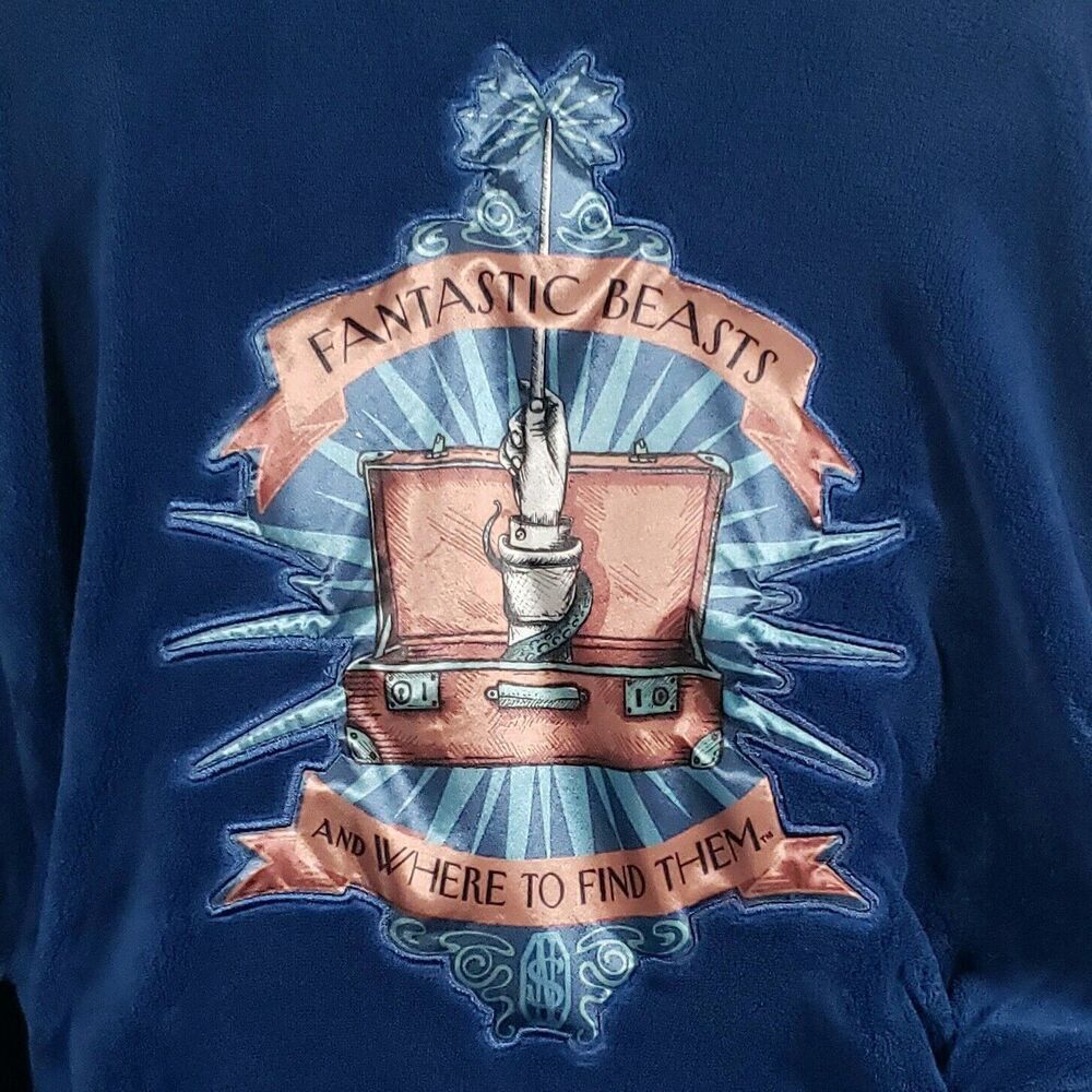 Harry Potter Fantastic Beasts Bath Robe Newt Scamander OS Blue Robe Factory - Picture 4 of 11